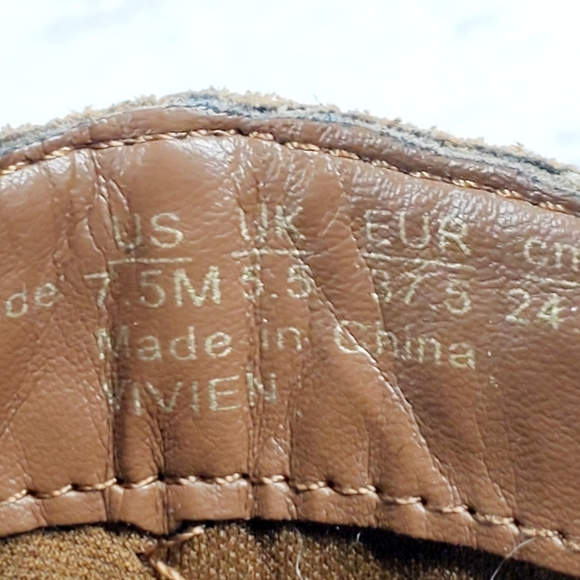 Carlos Vivien Brown Suede Floral Block Heel Zip Up Ankle Boots O190 - Picture 11 of 13